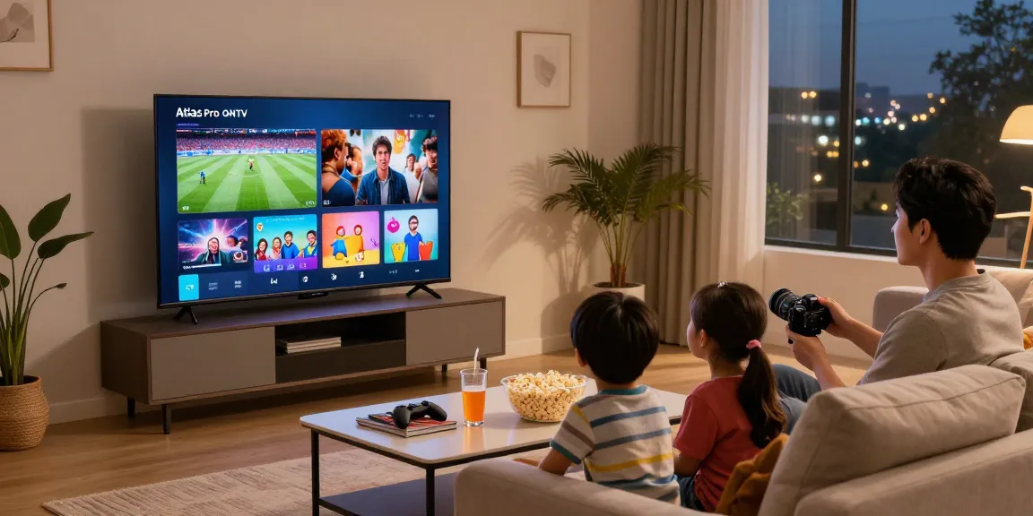 Profitez de moments en famille avec Atlas pro ontv dans un salon chaleureux et moderne.